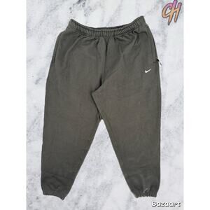 Nike Men's Solo Swoosh Cuffed Black Fleece Sweatpants Size XL